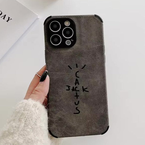 New Suede Travis Leather Silicone Phone Case for iPhone