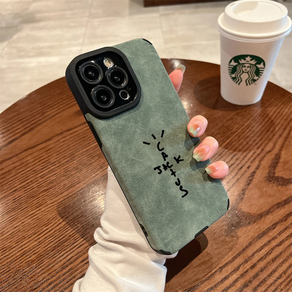 New Suede Travis Leather Silicone Phone Case for iPhone